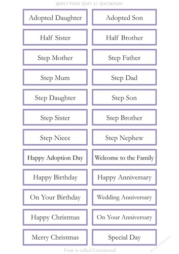 Adopted Step Family Sentiment Sheets 15