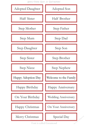 Adopted Step Family Sentiment Sheets 16