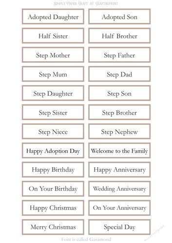 Adopted Step Family Sentiment Sheets 17
