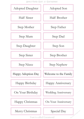 Adopted Step Family Sentiment Sheets 18