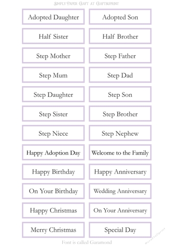 Adopted Step Family Sentiment Sheets 20