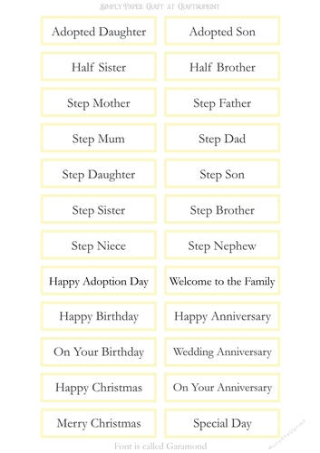 Adopted Step Family Sentiment Sheets 21