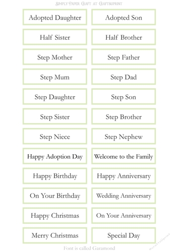 Adopted Step Family Sentiment Sheets 22