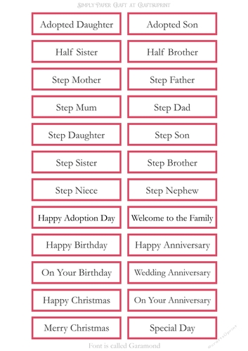 Adopted Step Family Sentiment Sheets 24