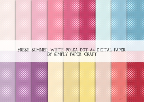 Fresh Summer Polka Dot White A4 Digital Paper