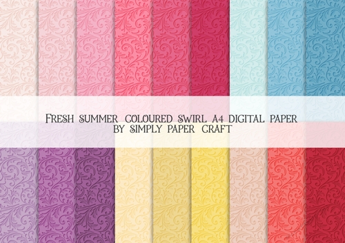 Fresh Summer Coloured Swirl A4 Digital Paper