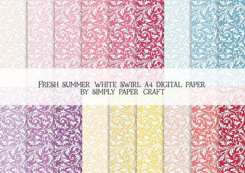 Fresh Summer White Swirl A4 Digital Paper