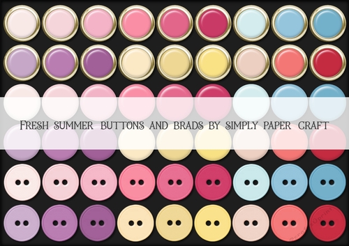 Fresh Summer Buttons and Brads PNG