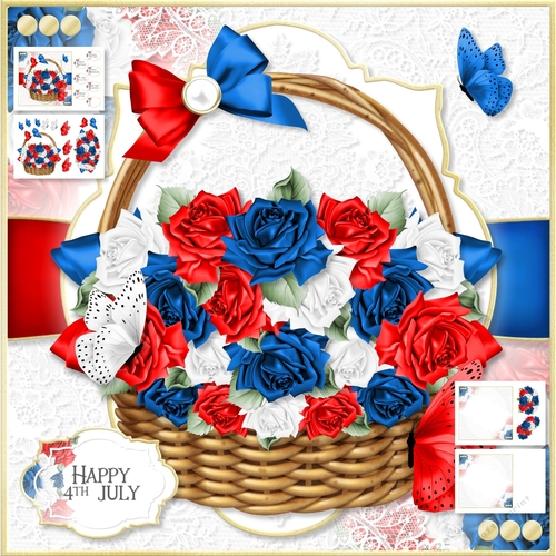 Flower Basket 41 Happy 4th July