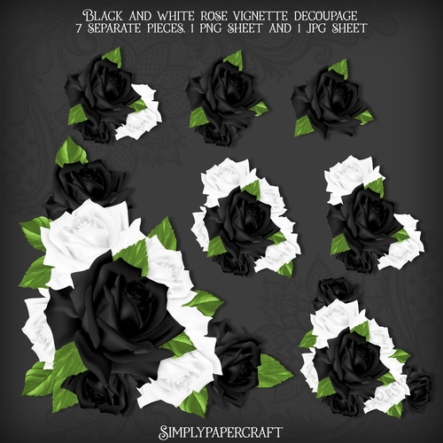 Black and White Rose Vignette Decoupage
