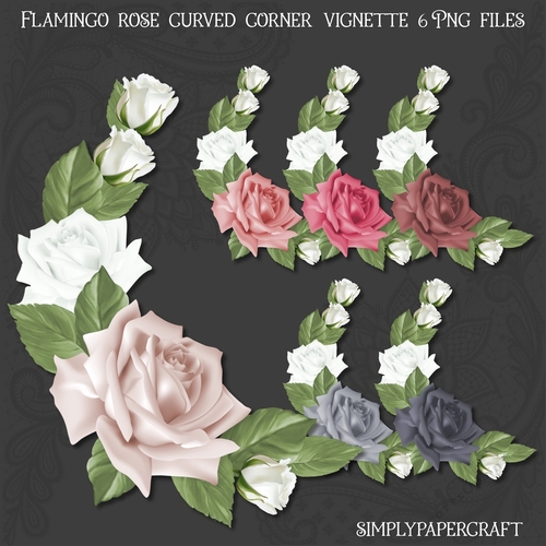 Flamingo Rose Curved Corner Vignette