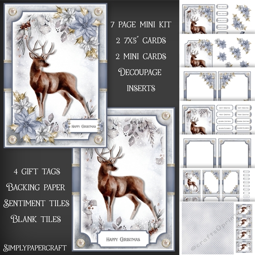 Watercolour Animals and Poinsettias Mini Kit 1