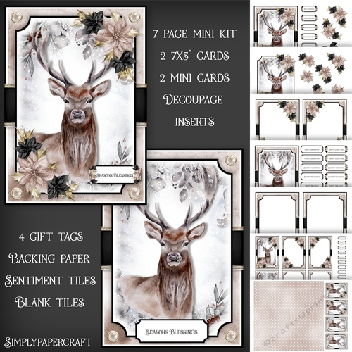 Watercolour Animals and Poinsettias Mini Kit 4