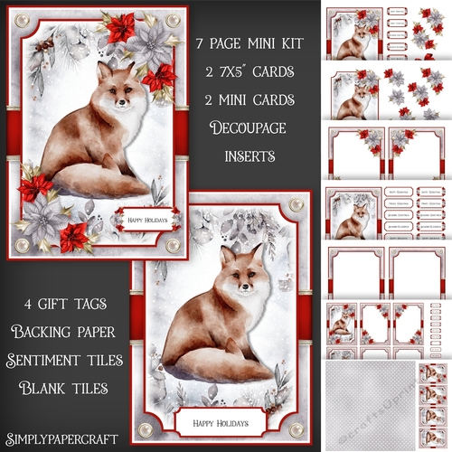 Watercolour Animals and Poinsettias Mini Kit 5