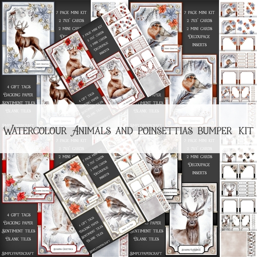Watercolour Animals and Poinsettias Bumper Kit