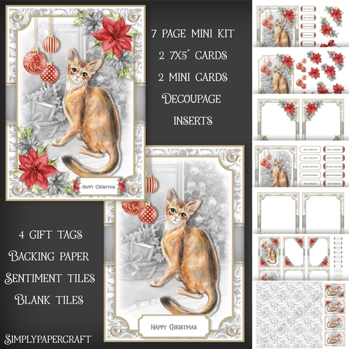 Cats and Poinsettias Mini Kit 1