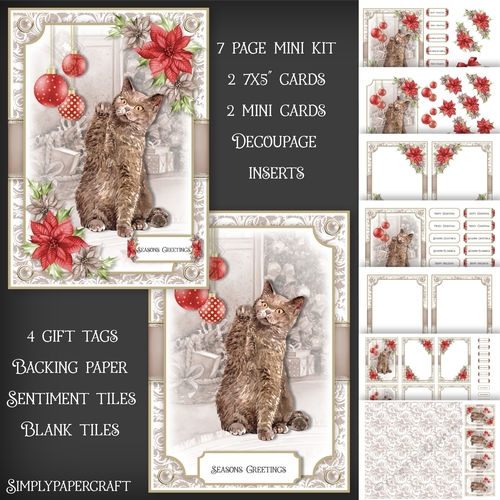 Cats and Poinsettias Mini Kit 3