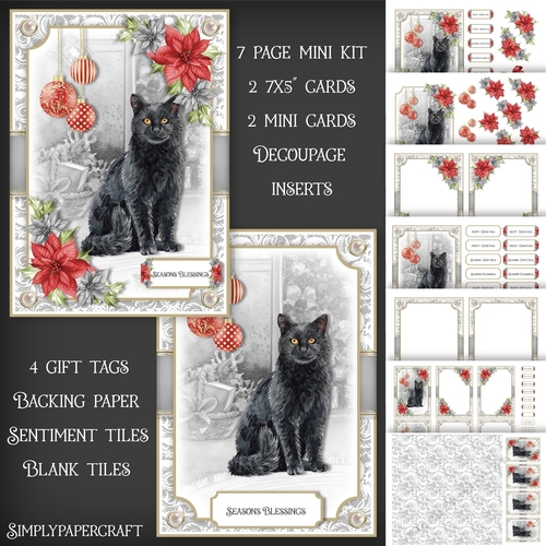 Cats and Poinsettias Mini Kit 4