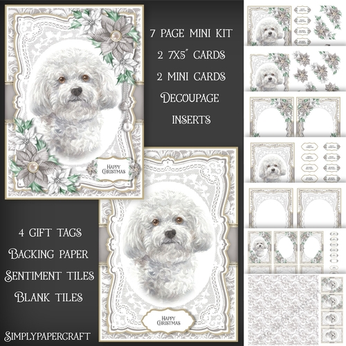 Bichon Frise Dog Portrait Christmas Mini Kit