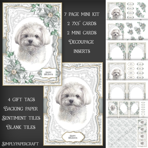Maltese Dog Portrait Christmas Mini Kit