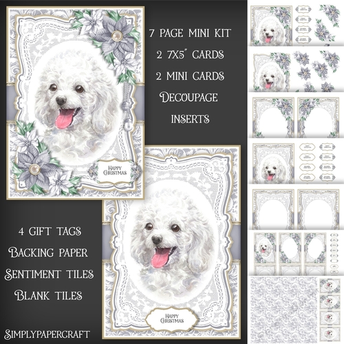 Poodle Dog Portrait Christmas Mini Kit
