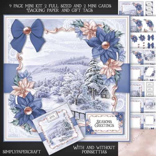 Snow Landscape and Poinsettias Mini Kit 3