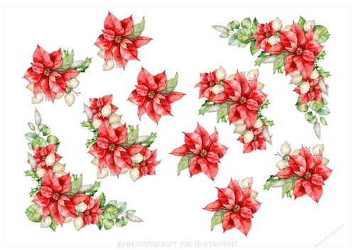 A Fireside Christmas Poinsettia Decoupage