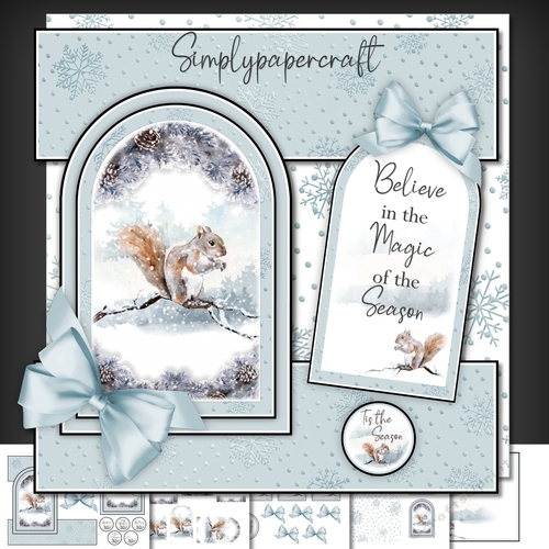 Red Squirrel Tent Fold Window Card Front Mini Kit