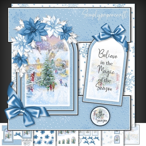 Cottage Christmas Tent fold Window Card Front Mini Kit 4