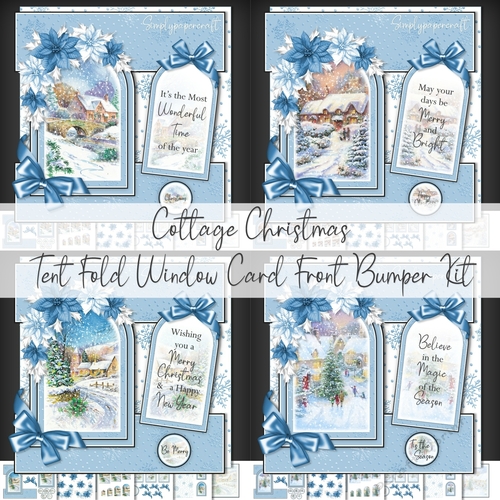 Cottage Christmas Tent fold Window Card Front Bumper Kit