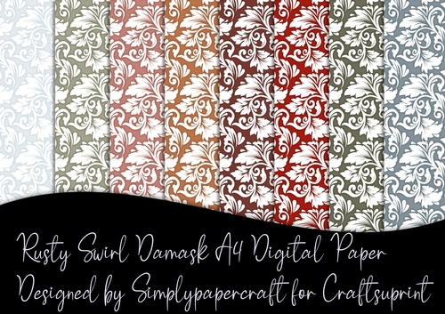 Rusty Swirl Damask A4 Digital Paper