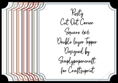 Rusty Cut Out Corner Double Layer Square Topper PNG