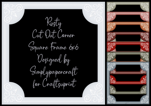 Rusty Cut Out Corner Square Frame 6x6 PNG