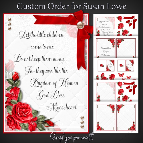 Custom Order for Susan Lowe