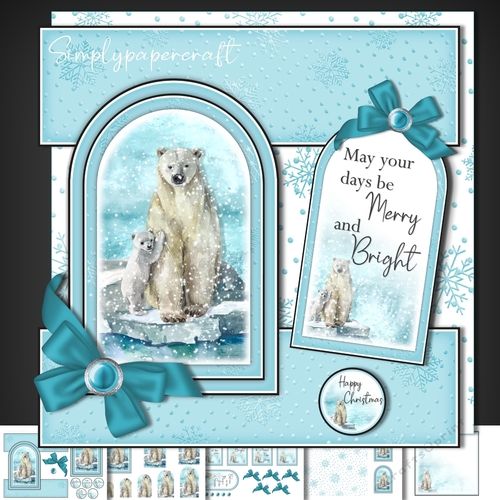 Polar Bear and Cub Tent Fold Window Card