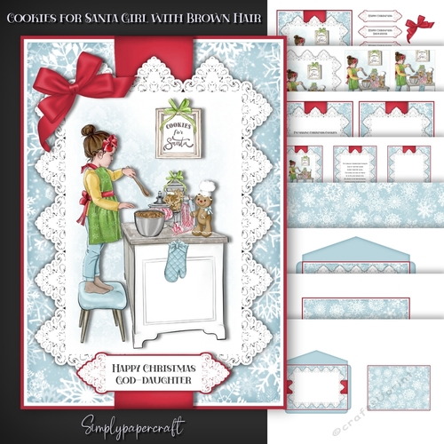 Cookies for Santa Girl with Brown Hair Mini Kit