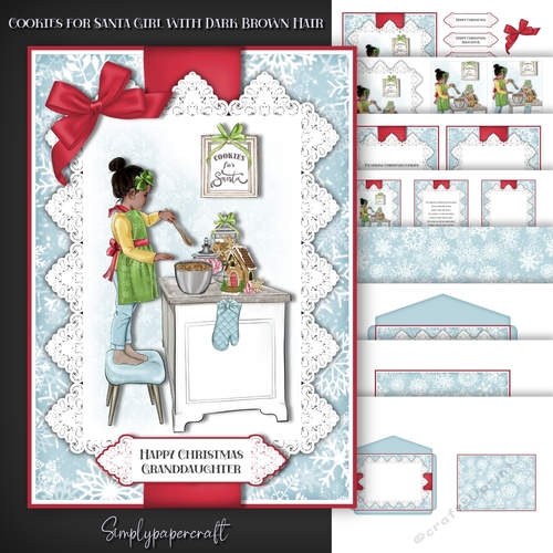 Cookies for Santa Girl with Dark Brown Hair Mini Kit
