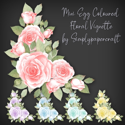 Mini Egg Coloured Floral Vignette