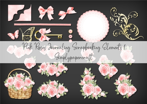 Pink Roses Journaling Scrapbooking Elements 1