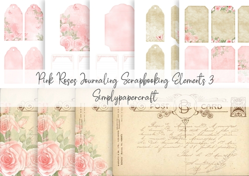 Pink Roses Journaling Scrapbooking Elements 3