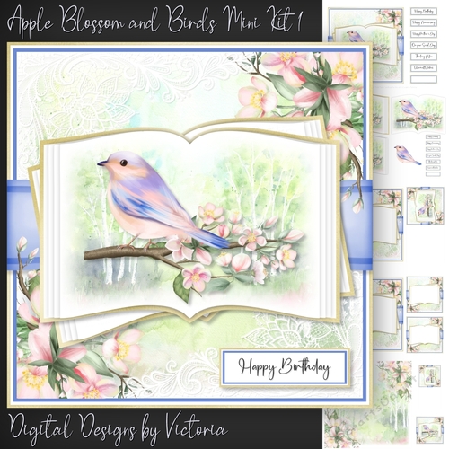 Apple Blossom and Birds Mini Kit 1
