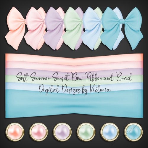Soft Summer Sunset Bow Ribbon and Brad
