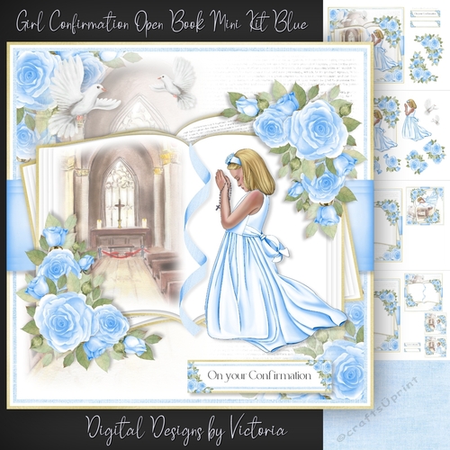 Girl Confirmation Open Book Mini Kit Blue