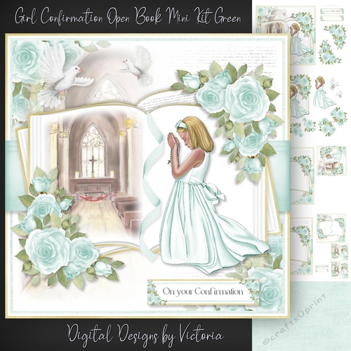 Girl Confirmation Open Book Mini Kit Green