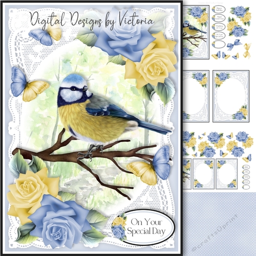 Lace and Roses Blue Tit Mini Kit