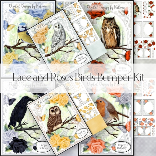 Lace and Roses Birds Bumper Kit