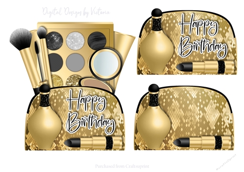 Makeup Bag Black and Gold