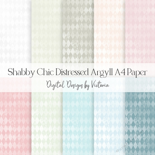 Shabby Chic Distressed Argyll A4 Digital Paper
