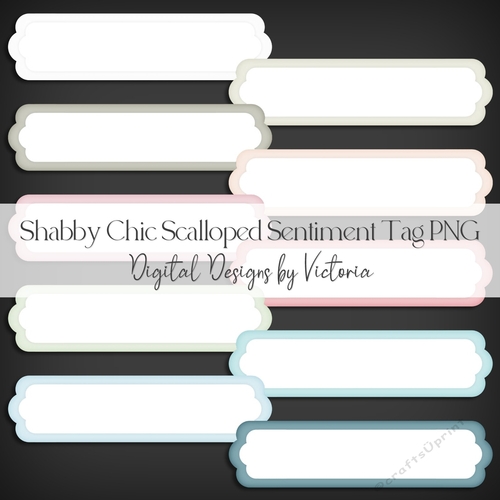 Shabby Chic Scalloped Sentiment Tag PNG