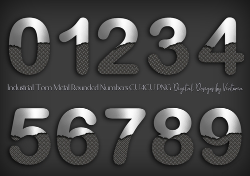 Industrial Torn Metal Rounded Numbers 
